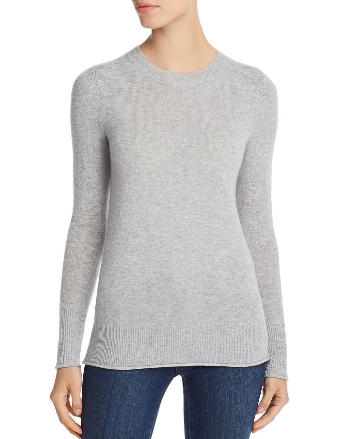 Aqua Cashmere Fitted Cashmere Crewneck Sweater - 100% Exclusive In Light Gray