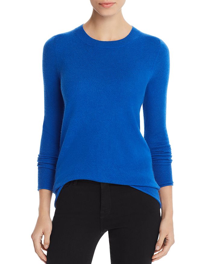 Aqua Cashmere Fitted Cashmere Crewneck Sweater - 100% Exclusive In Electric Blue