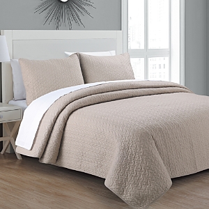 American Home Fashion Tristan Stitch 3-piece Quilt Set, King In Taupe
