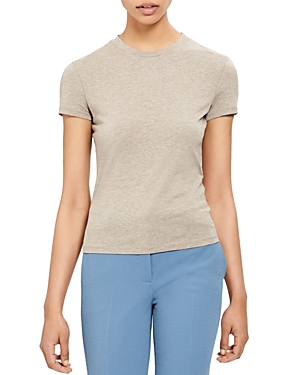 Theory Apex Short-sleeve Crewneck Tiny Tee In Taupe Gray