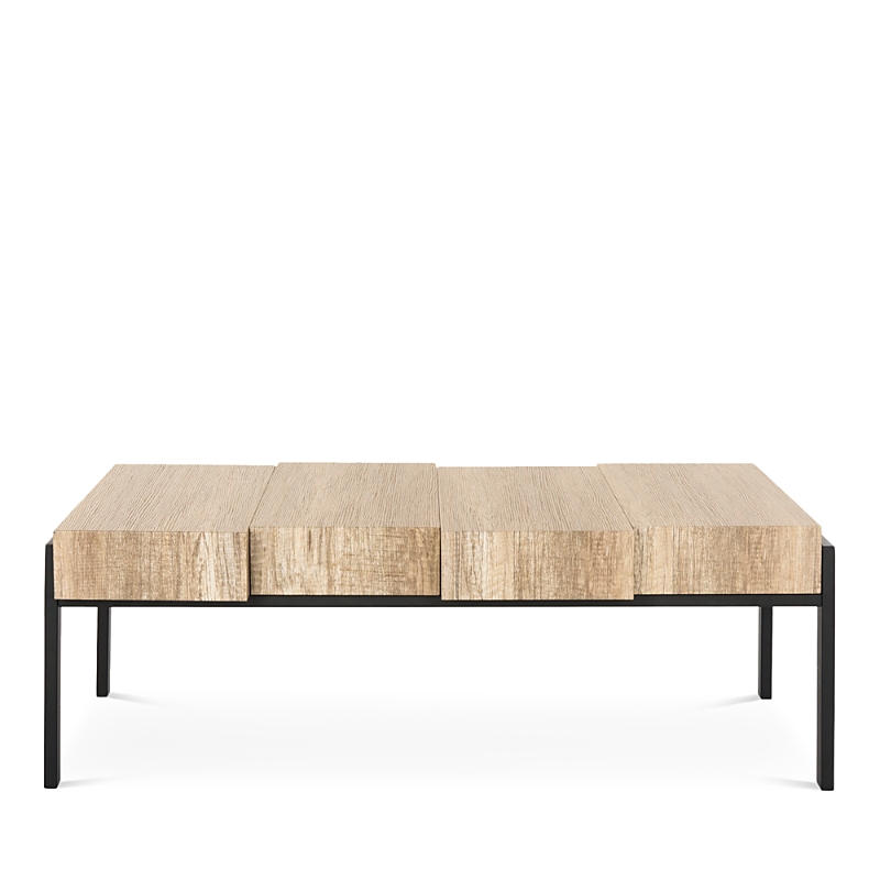 Safavieh Couture Alexander Rectangular Contemporary Rustic Coffee Table In Canyon Grey/black