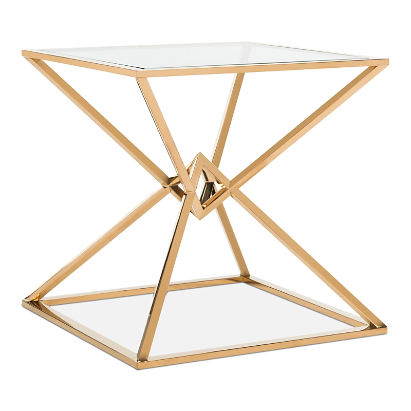 Safavieh Fiorella Glass Top End Table In Gold