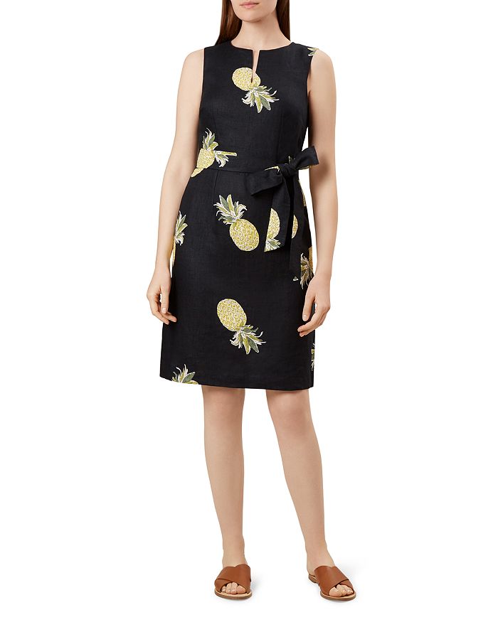 HOBBS LONDON AMALFI TIE-WAIST PINEAPPLE PRINT DRESS 011952449094L00