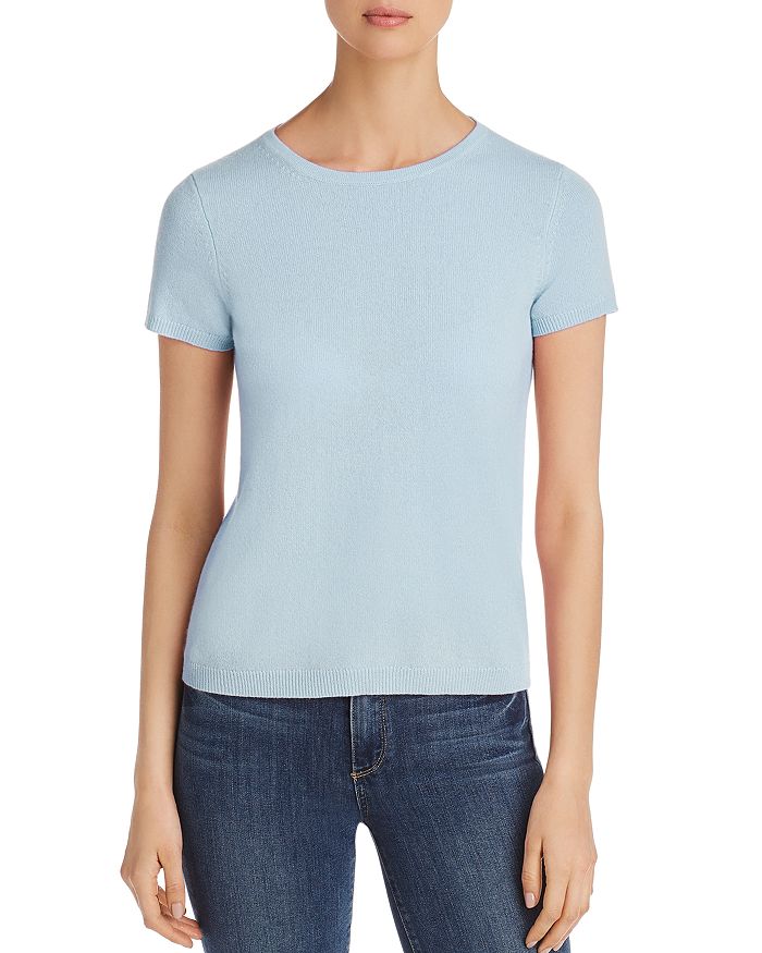 C By Bloomingdale's Short-sleeve Cashmere Sweater - 100% Exclusive In Baby Blue