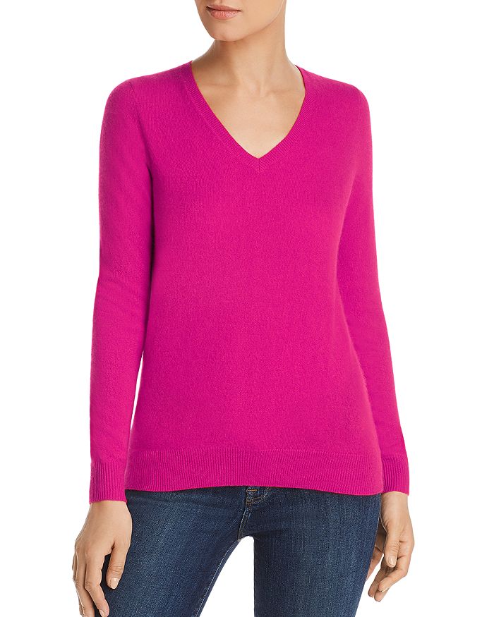 C By Bloomingdale's V-neck Cashmere Sweater - 100% Exclusive In Fuschia