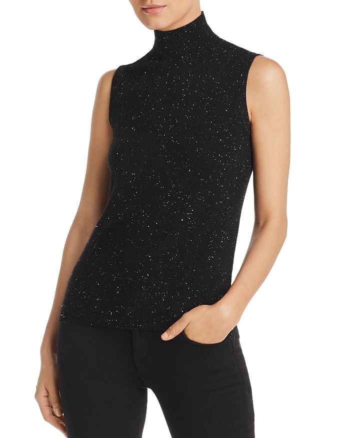 C By Bloomingdale's Sleeveless Cashmere Sweater - 100% Exclusive In Black Donegal