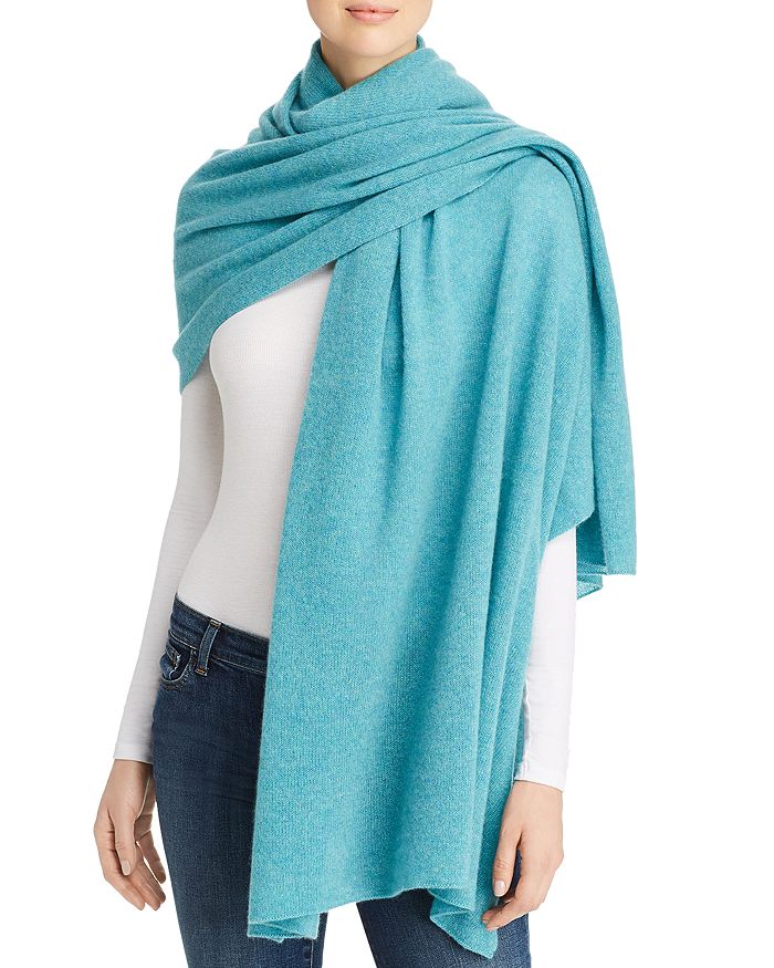 C By Bloomingdale's Cashmere Travel Wrap - 100% Exclusive In Marled Teal