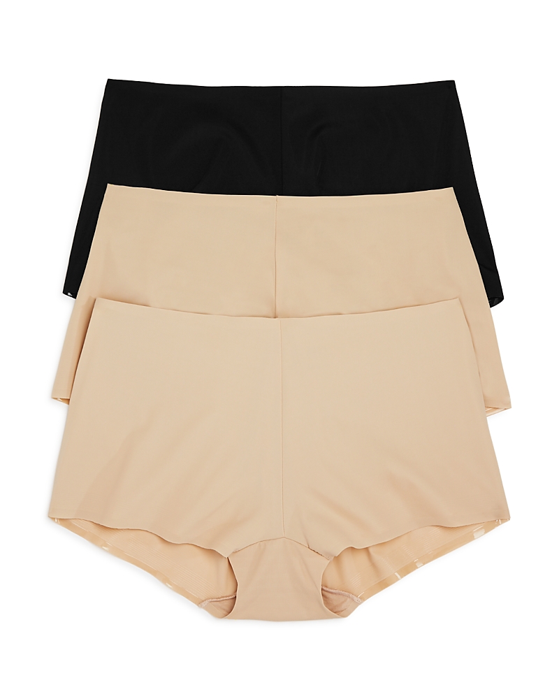 Tc Fine Intimates Micro Boyshorts, Set Of 3 In Warm Beige/black
