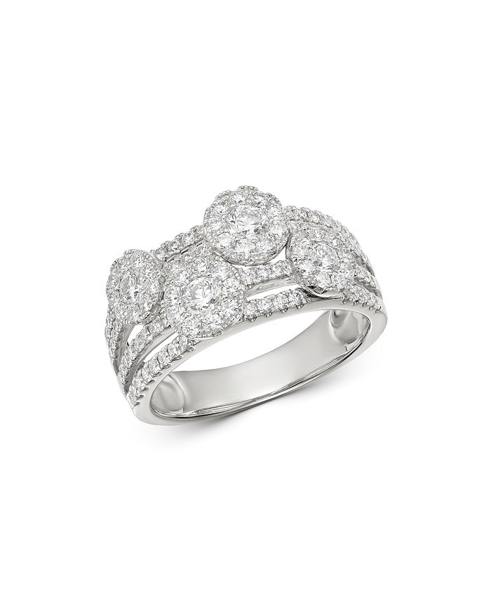 Bloomingdale's Diamond Multi-row Halo Band In 14k White Gold, 1.25 Ct. T.w. - 100% Exclusive