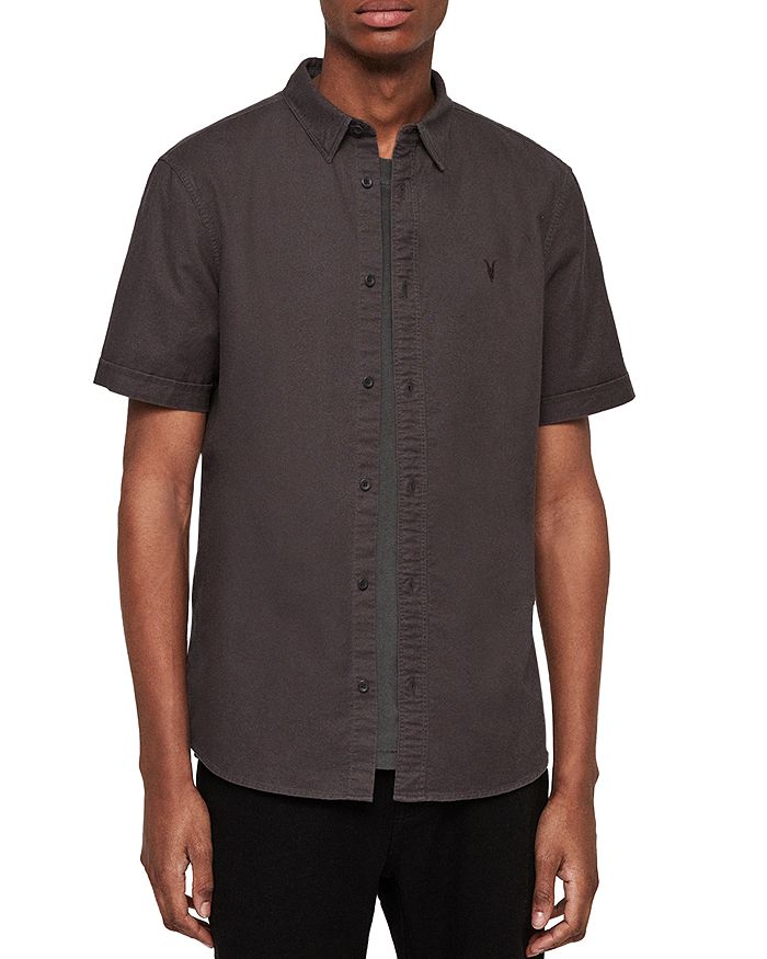 Allsaints Huntingdon Slim Fit Button-down Shirt In Slate Gray