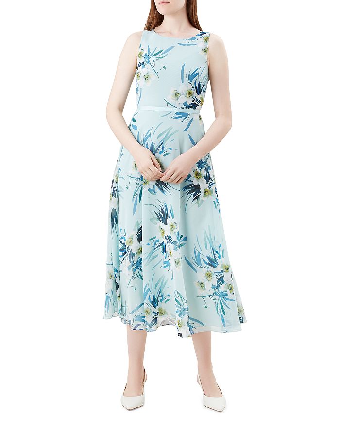 Hobbs London Carly Floral Midi Dress In Blue Multi