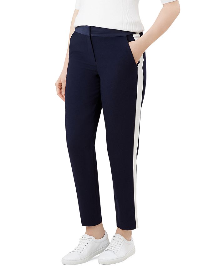 Hobbs London Tamia Side Stripe Trousers In Navy Ivory
