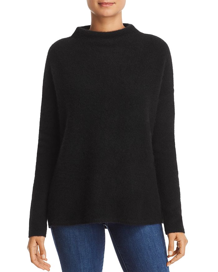 C By Bloomingdale's Cashmere Mock Neck Brushed Cashmere Sweater - 100% Exclusive In Black
