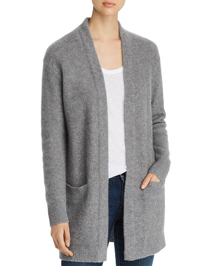 C By Bloomingdale's Cashmere Open Front Cardigan With Pockets - 100% Exclusive In Medium Gray