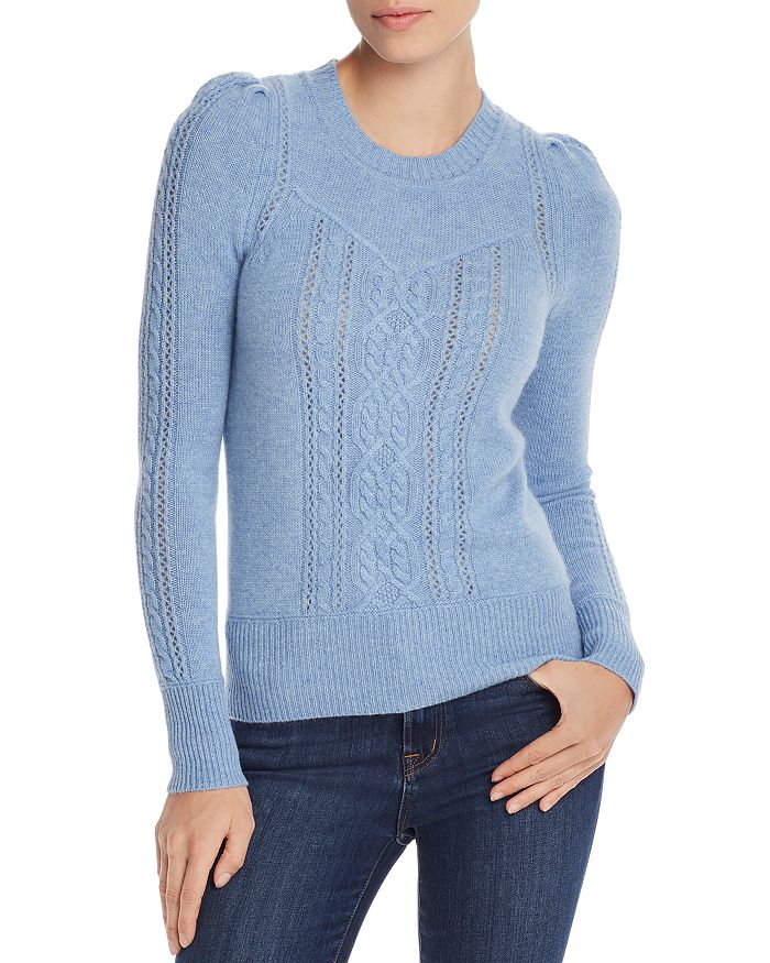 Aqua Cashmere Mixed-knit Cashmere Jumper - 100% Exclusive In Heather Blue