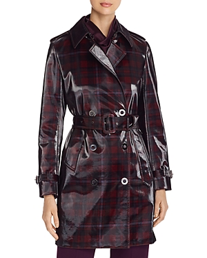 ELIE TAHARI NATANIA GLOSSY PLAID TRENCH COAT,E901V409
