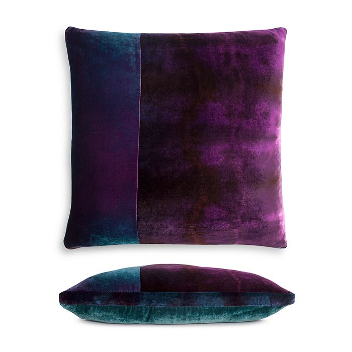Kevin O'brien Studio Color-block Velvet Decorative Pillow, 22 X 22 In Shark
