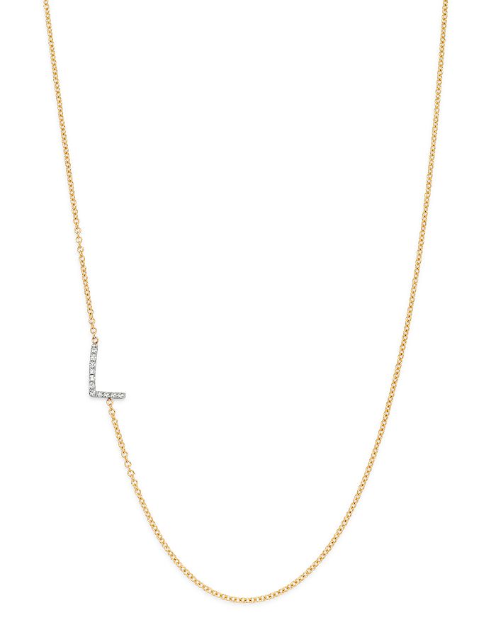 Zoe Lev 14k Yellow Gold Diamond Asymmetric Initial Necklace, 18 In L/gold