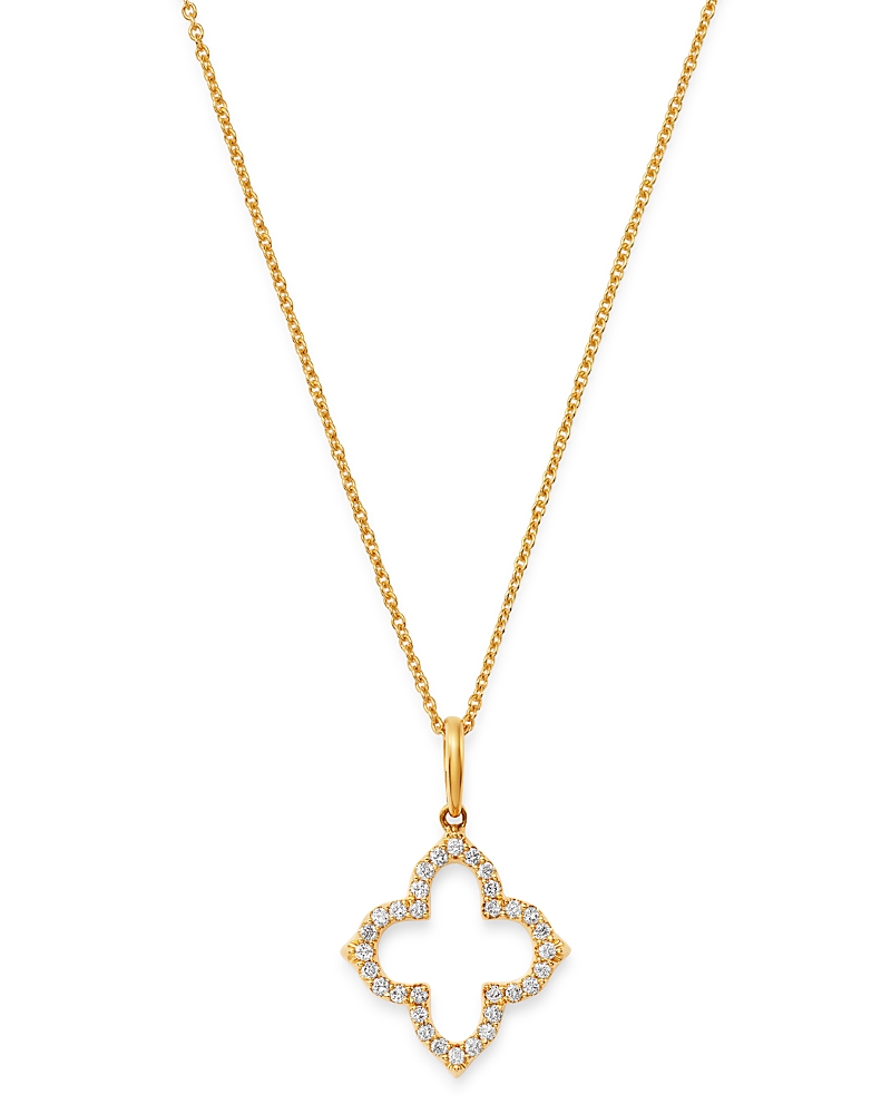 Bloomingdale's Fine Collection Diamond Clover Pendant Necklace in 14K Yellow Gold, 0.15 tcw