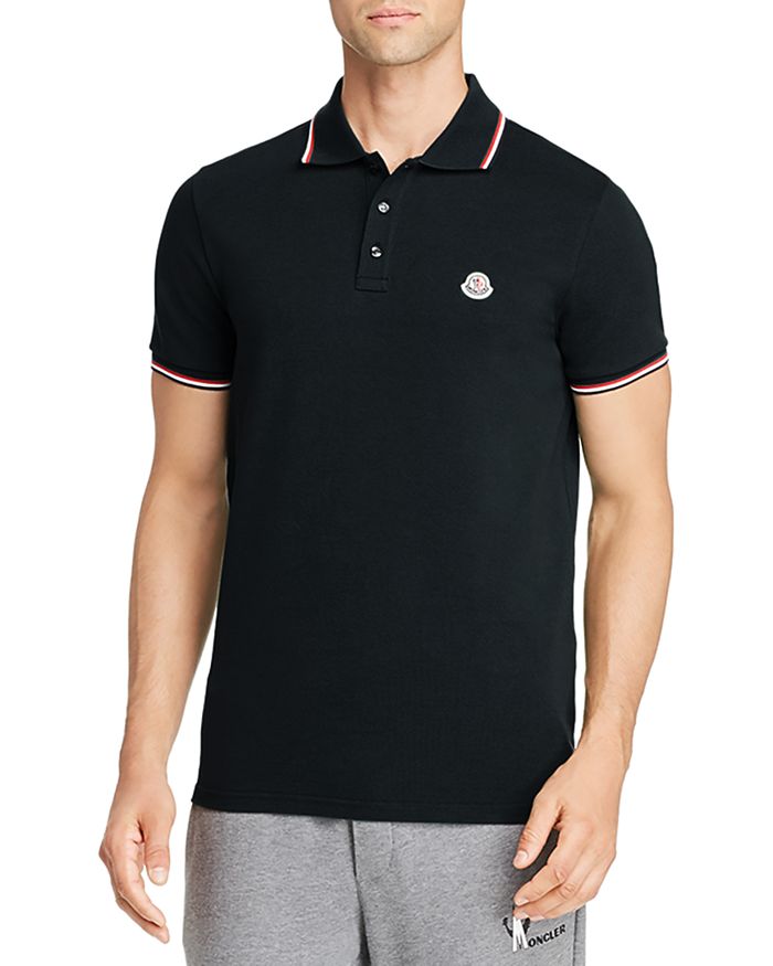 Moncler Maglia Basic Flag Regular Fit Polo Shirt In Medium Blue