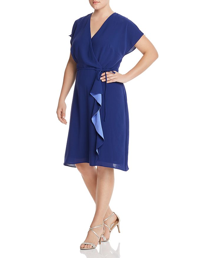 Adrianna Papell Plus Faux-Wrap Dress | Bloomingdale's