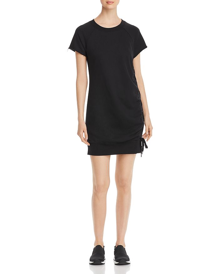 Marc New York French Terry Lace-up Dress In Black