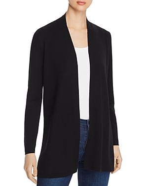 Eileen Fisher Petite Ultrafine Merino Wool Straight Long Cardigan In Black