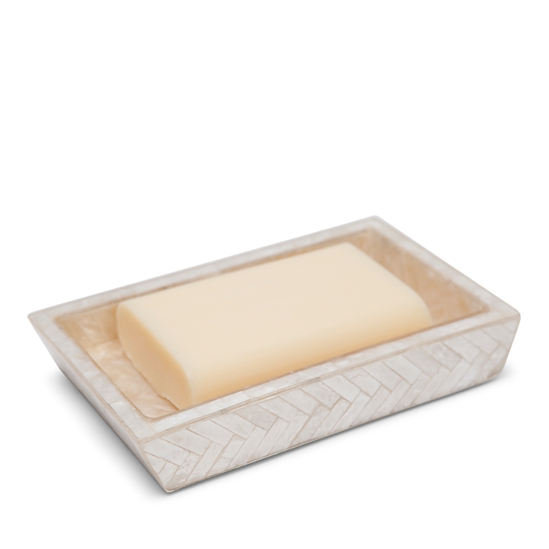 Pigeon & Poodle Handa Soap Dish In Pearlized Herringbone Capiz