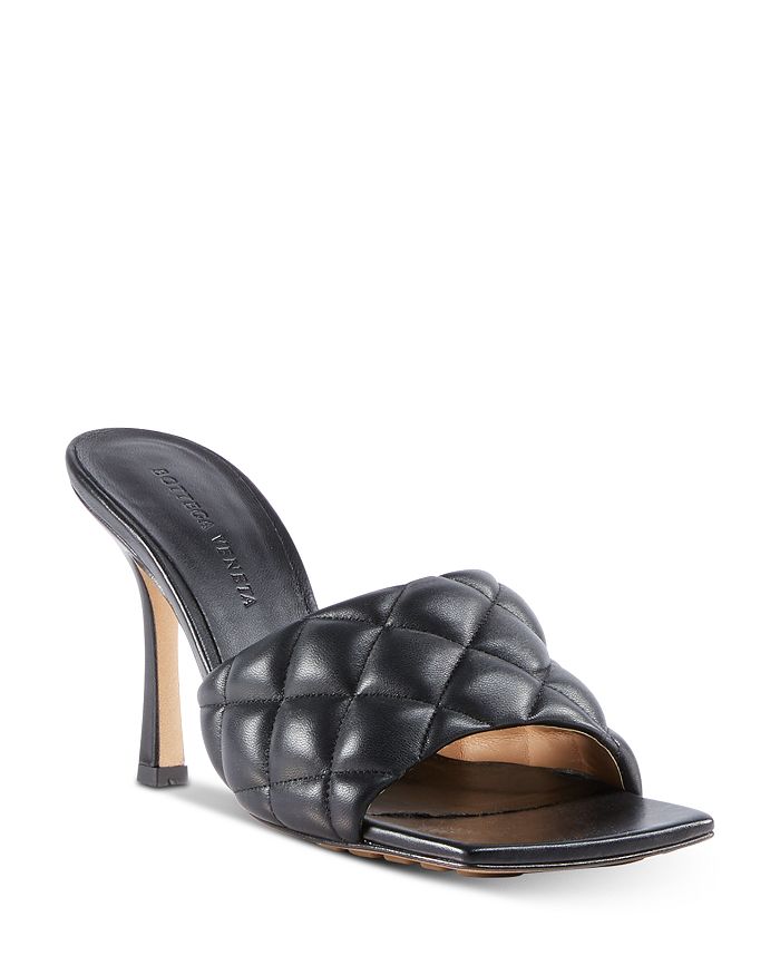 Bottega Veneta Women's Quilted High Heel Slide Sandals In Nero