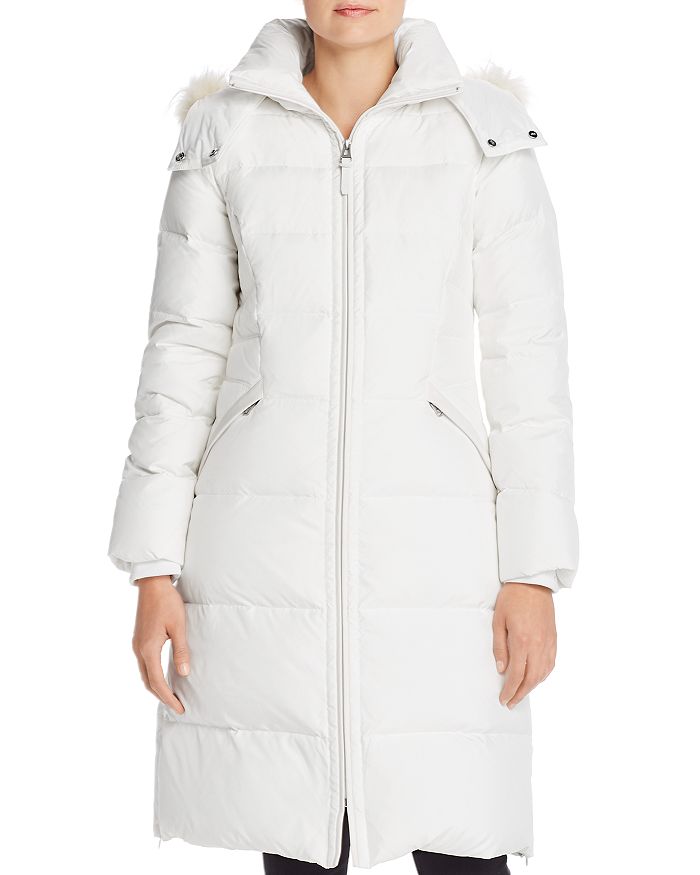 Cole Haan Faux Fur trim Puffer Coat In White ModeSens