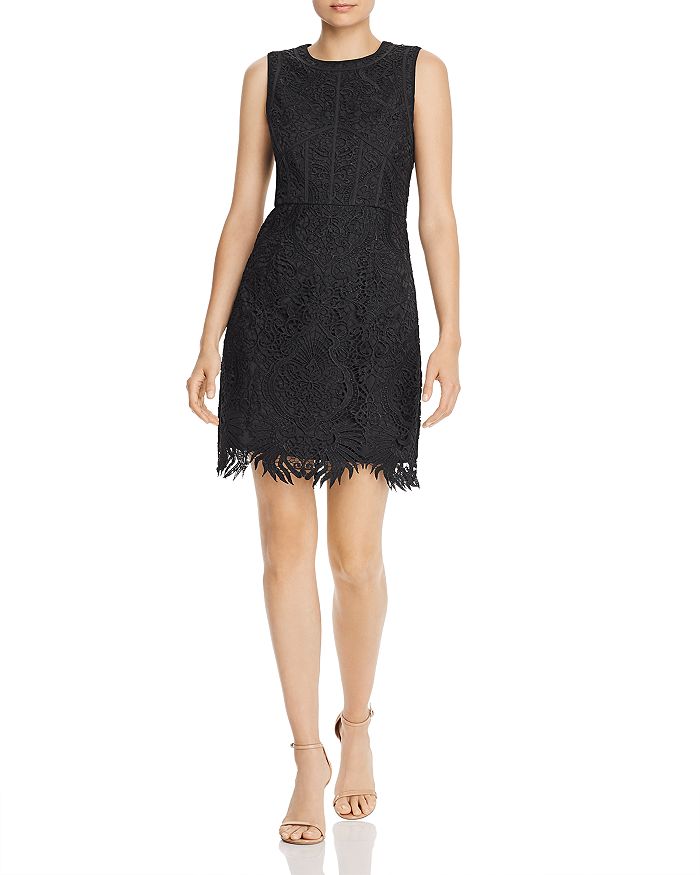 Aqua Scalloped Lace Sheath Dress - 100% Exclusive In Black