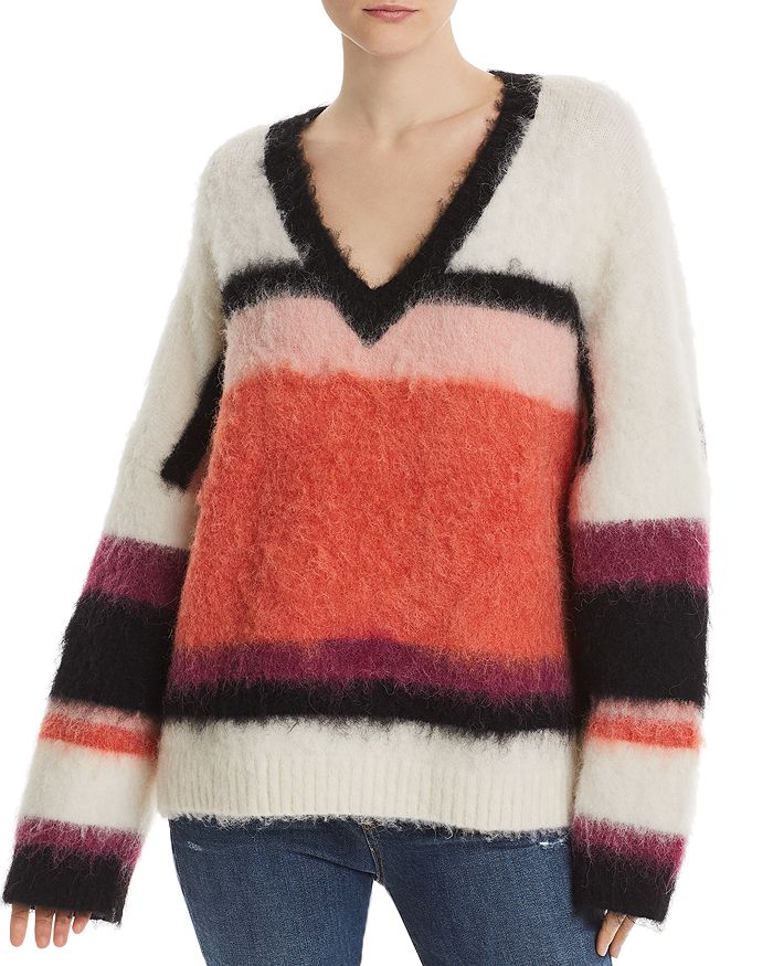 Cinq à Sept Isabella Striped & Color-Blocked Sweater | Bloomingdale's