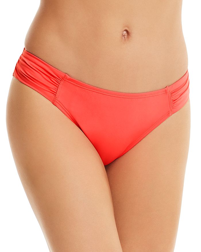 Tommy Bahama Side Shirred Hipster Bikini Bottoms In Paradise Coral