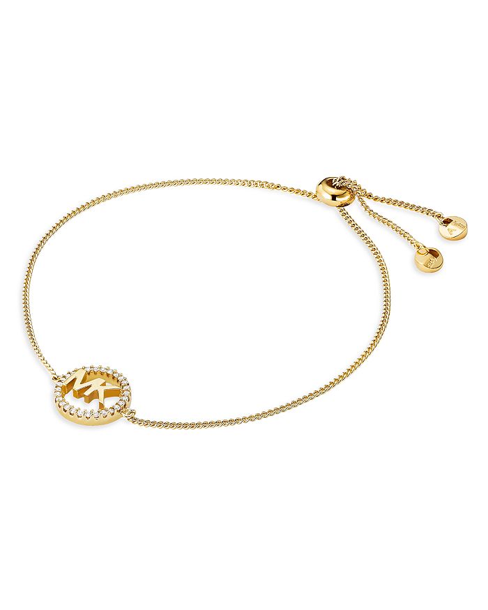 Michael Kors Pave Logo Slider Bracelet In 14k Gold-plated Sterling ...