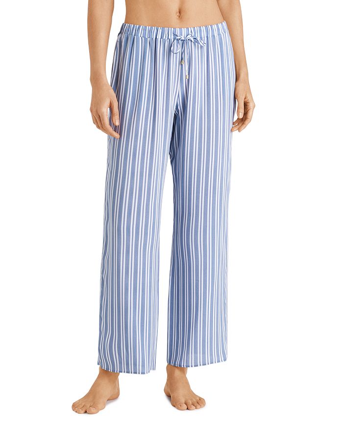 Hanro Sleep & Lounge Woven Viscose Pants In Soft Blue Stripe | ModeSens