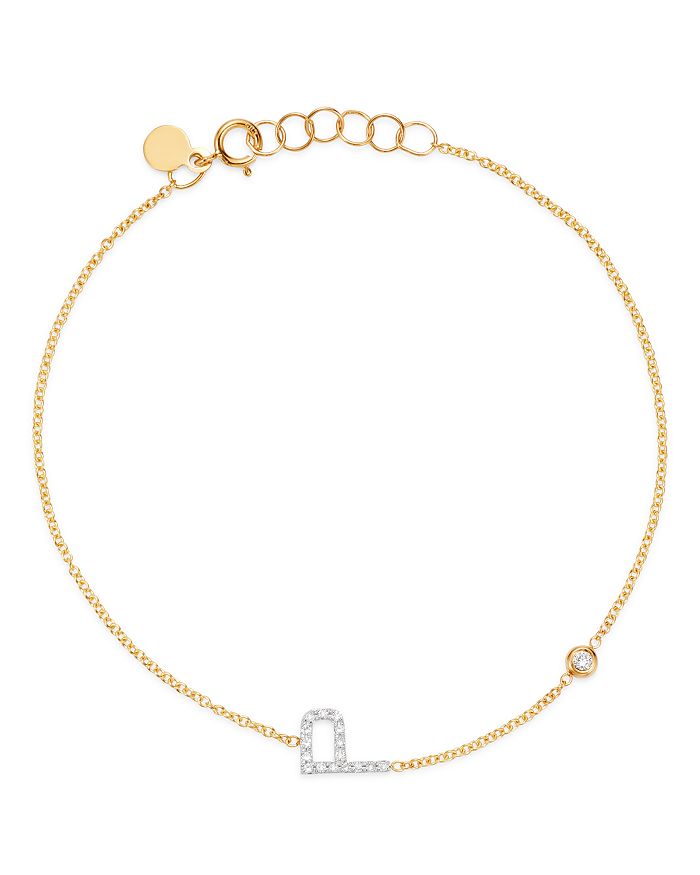 Zoe Lev 14k Yellow Gold Diamond Initial & Bezel Bracelet In P/gold
