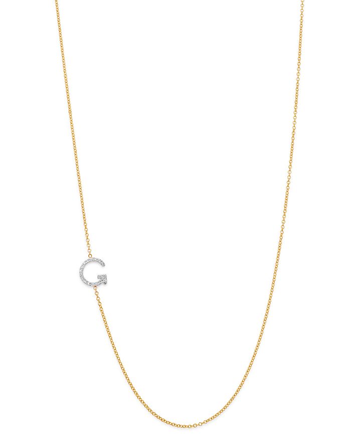 Zoe Lev 14k Yellow Gold Diamond Asymmetric Initial Necklace, 18 In G/gold