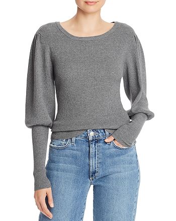 MILLY Ribbed Juliet-Sleeve Sweater | Bloomingdale's