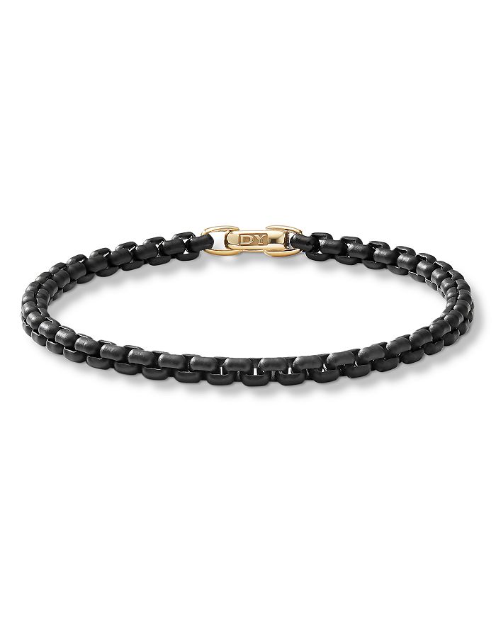 DAVID YURMAN STAINLESS STEEL BEL AIRE CHAIN BRACELET WITH 14K YELLOW GOLD ACCENT,B14572 L4BLKM