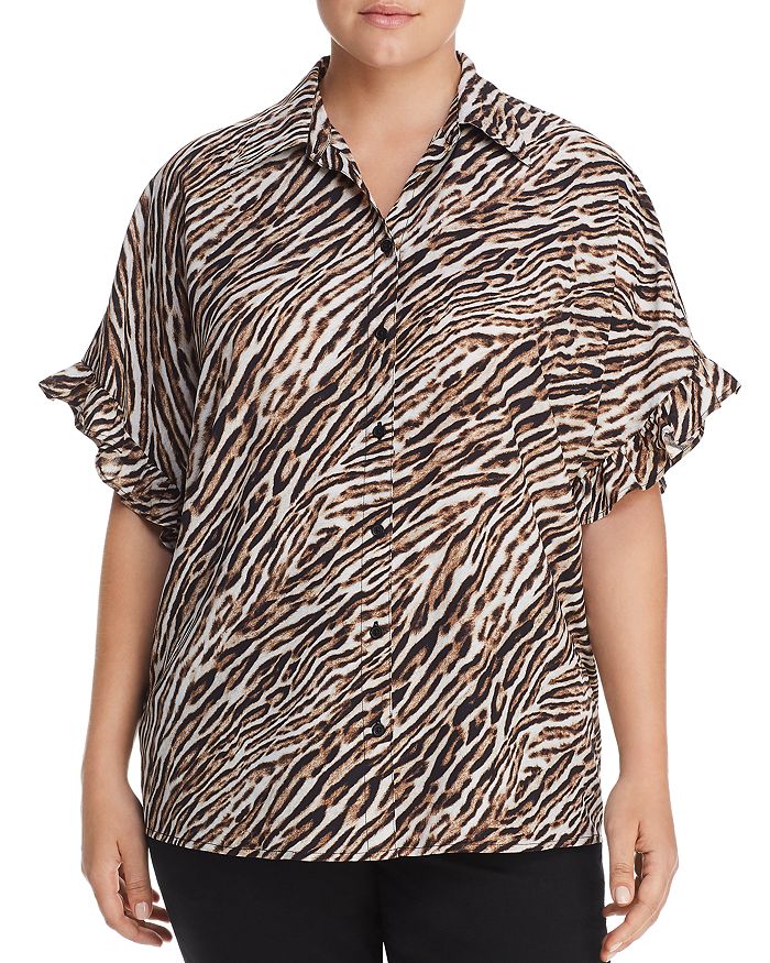 Michael Michael Kors Plus Animal Print Shirt In Dark Camel ModeSens - Main Image