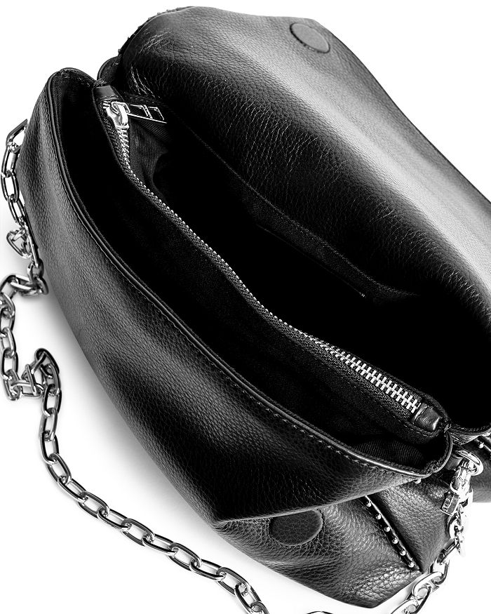 Zadig & Voltaire Rocky Studded Leather Shoulder Bag In Noir