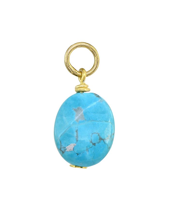 Aqua Stone Ball Drop Charm In Sterling Silver Or 18k Gold-plated Sterling Silver - 100% Exclusive In Howalite/gold