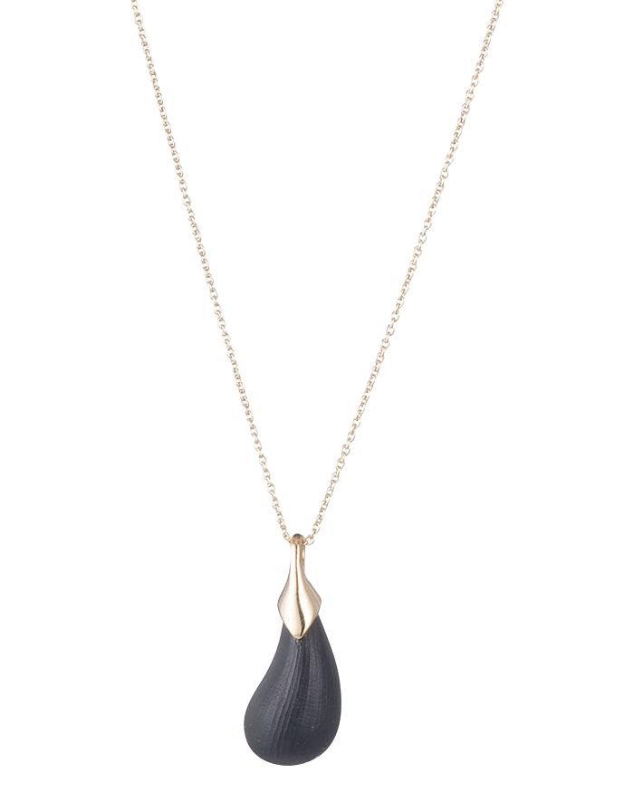 Alexis Bittar Lucite-detail Dewdrop Pendant Necklace, 16 In Black/gold