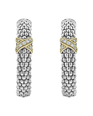 Sterling Silver & 18K Yellow Gold Embrace Diamond Hoop Earrings