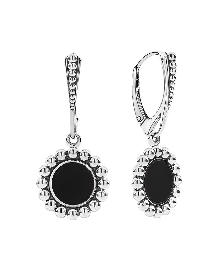 Lagos Sterling Silver Maya Black Onyx Drop Earrings In Black/silver
