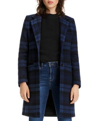 navy checked coat