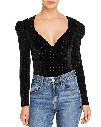 Ronny Kobo Monique Studded Velvet Bodysuit Bloomingdale S