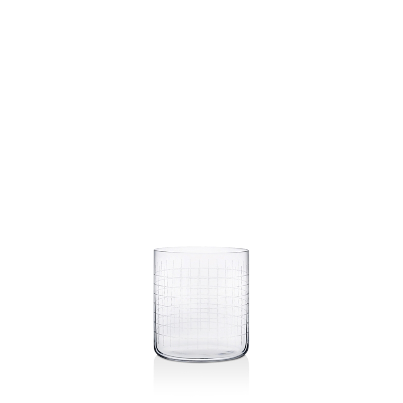 Nude Glass 4 Piece Finesse Grid Whiskey Glass Single Old Fashioned, 10.25 oz In Clear