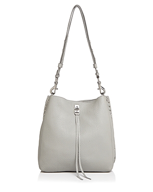 Rebecca Minkoff Darren Leather Shoulder Bag In Perla/silver