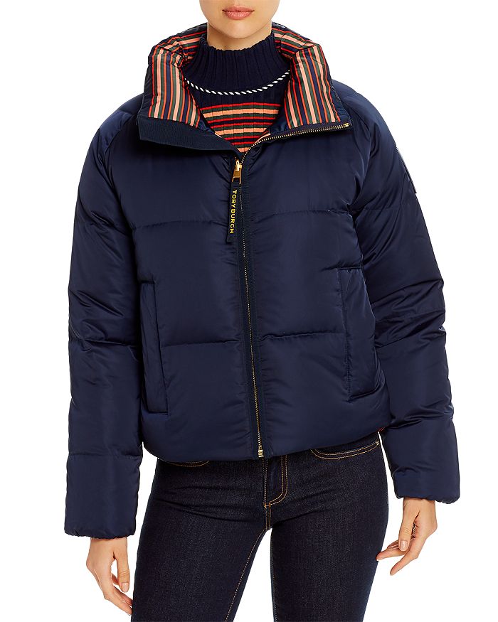 Tory Burch Reversible Puffer Jacket In Tory Navy/navy